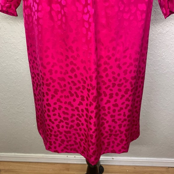 WIM HEMMINK Vintage Pure Silk Hot Pink Button Back Gathered Waist Dress - Picture 7 of 16